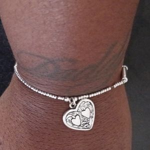 Silver heart wristlet for girls/ Women